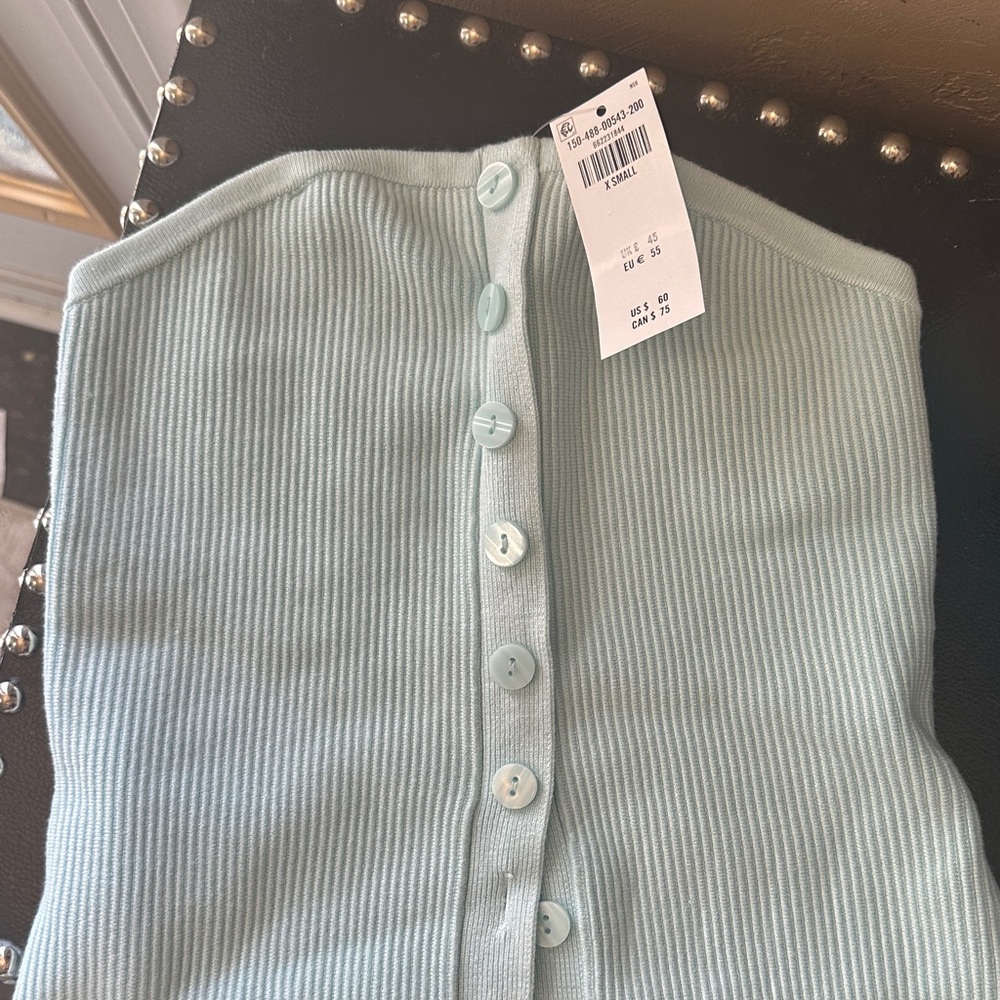 Abercrombie & Fitch Light Blue Ribbed Button-Front Tank Top